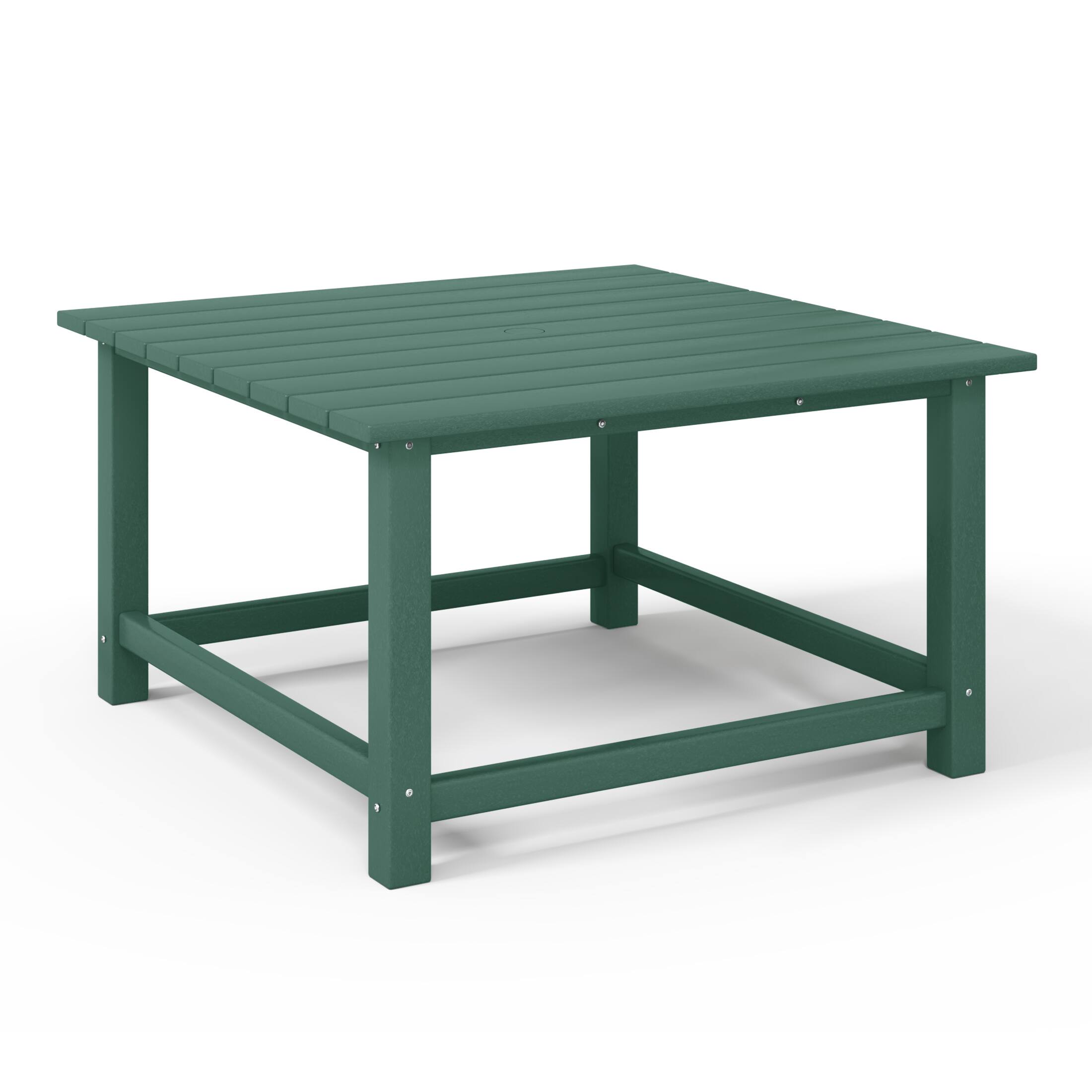 Left. WestinTrends - WestinTrends Malibu Low Outdoor HDPE Square Patio Coffee Table - Dark Green.
