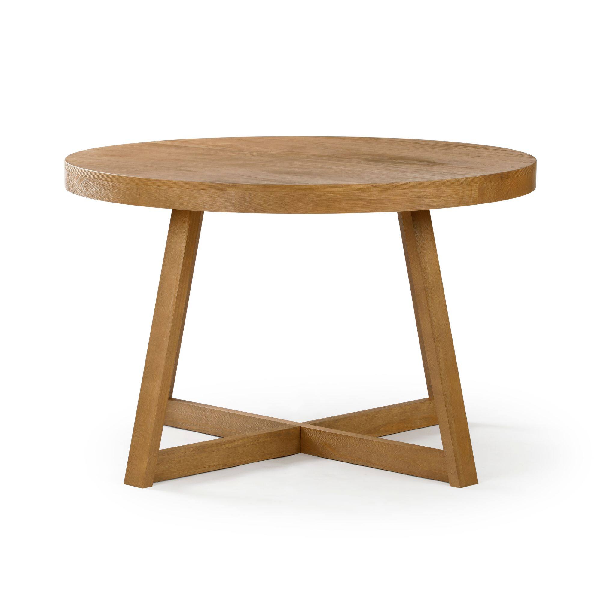 Alt View 4. Plank+Beam - Classic Round Dining Table (47in / 1194mm), Pecan Wirebrush - Pecan Wirebrush.
