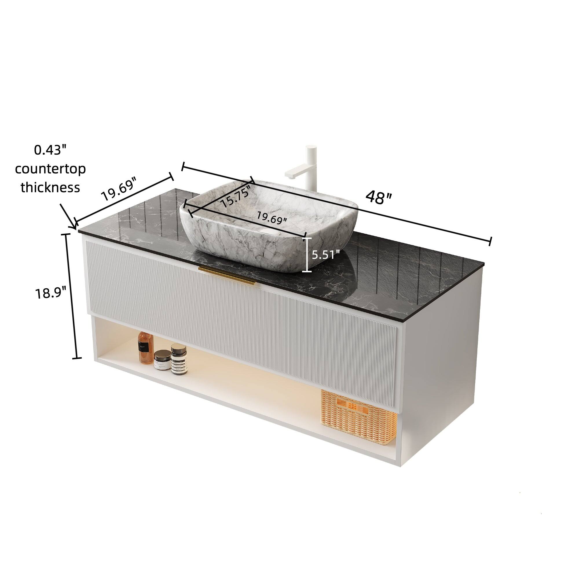 0.43" countertop thickness  
19.69"  
15.75"  
19.69"  
48"  
5.51"  
18.9"
