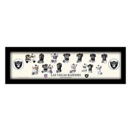 Sporticulture - Las Vegas Raiders 12" x 36" Team Uniform Heritage Framed Wall Art - Multicolor