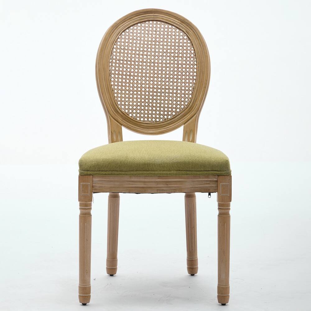 Loheer French Style Solid Wood Rattan Back Dining Chair Set of 2, Olive ...