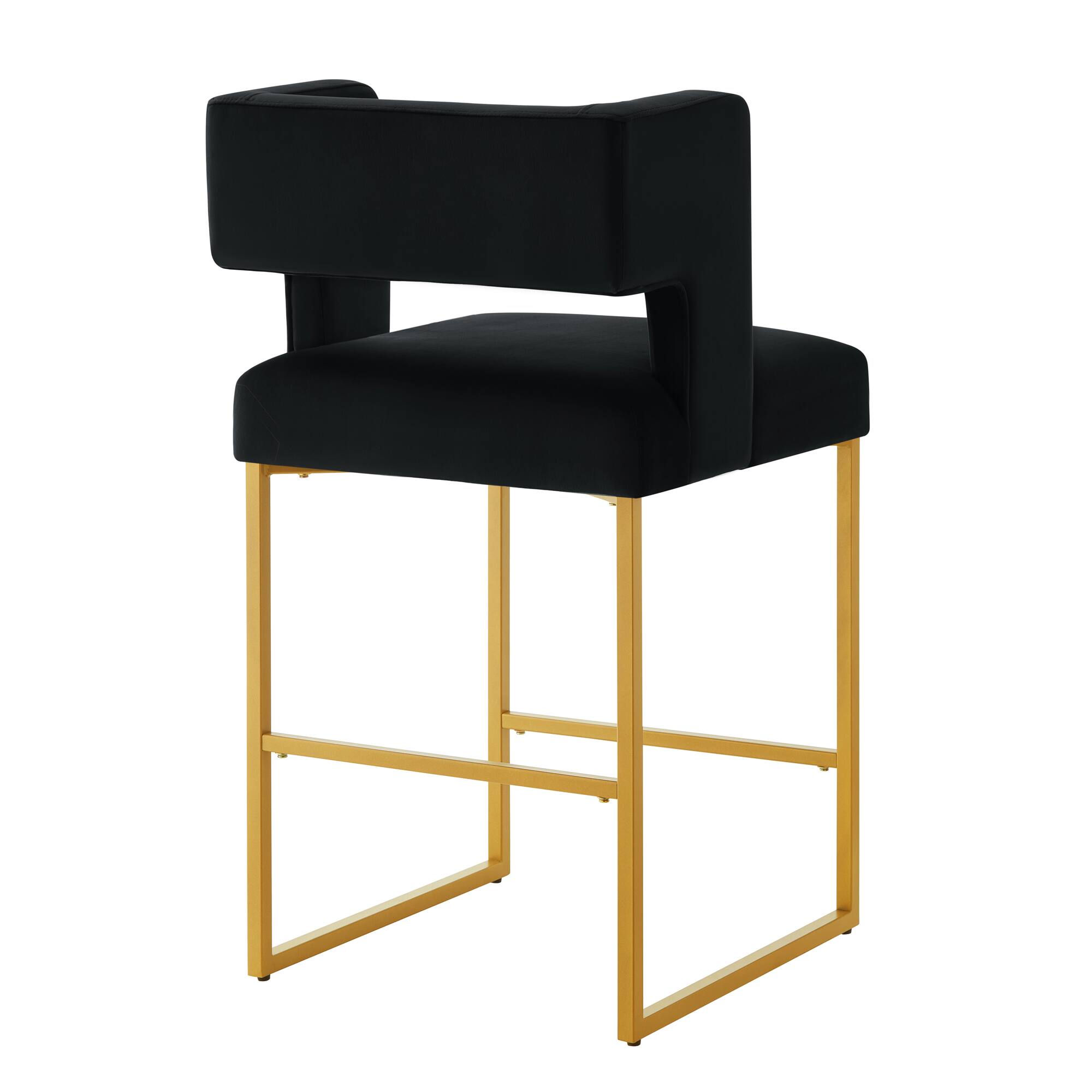 Alt View 2. Lirago - 20 Inch Counter Height Bar Stools Set of 2 Modern Unique Square Open Backrest Sturdy Iron Legs - Black.