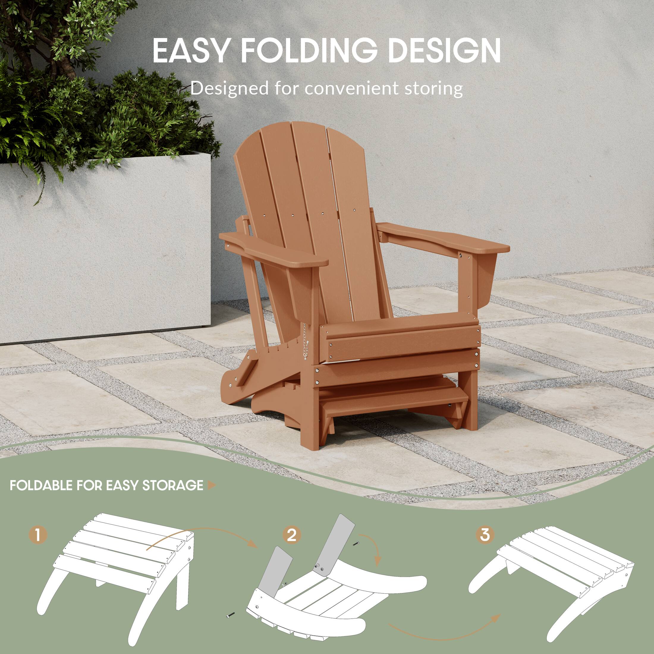 EASY FOLDING DESIGN  
Designed for convenient storing

FOLDABLE FOR EASY STORAGE

1  
2  
3