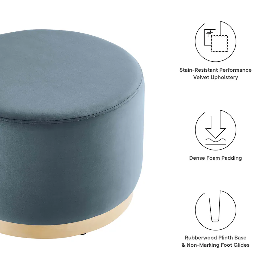 Tilden Large 23" Round Performance Velvet Upholstered Ottoman by Modway ...