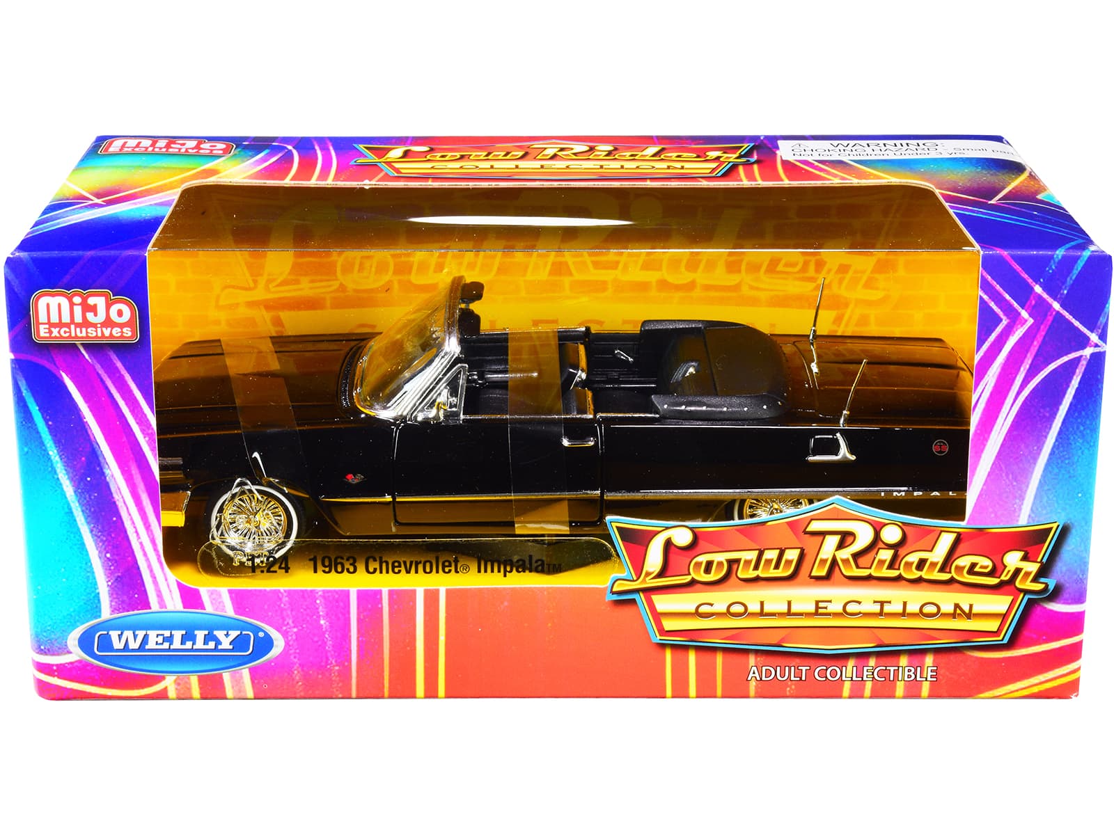 "1963 Chevrolet Impala SS Convertible Black ""Low Rider Collection"" 1/24 Diecast Model Car by Welly" price history on PriceWatchPro