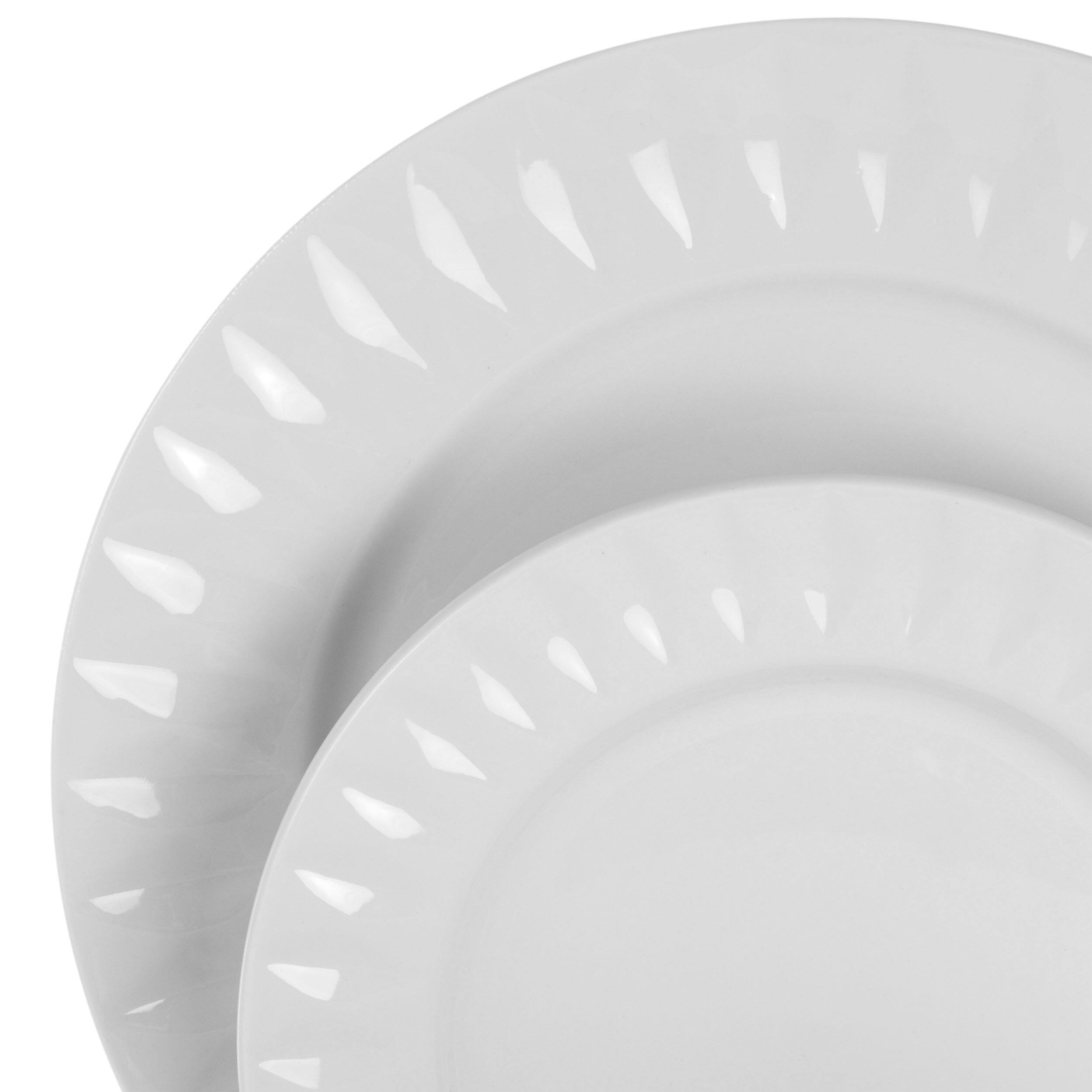 Alt View 7. Elama - Elama Sienna 18 Piece Porcelain Dinnerware Set in White - White.