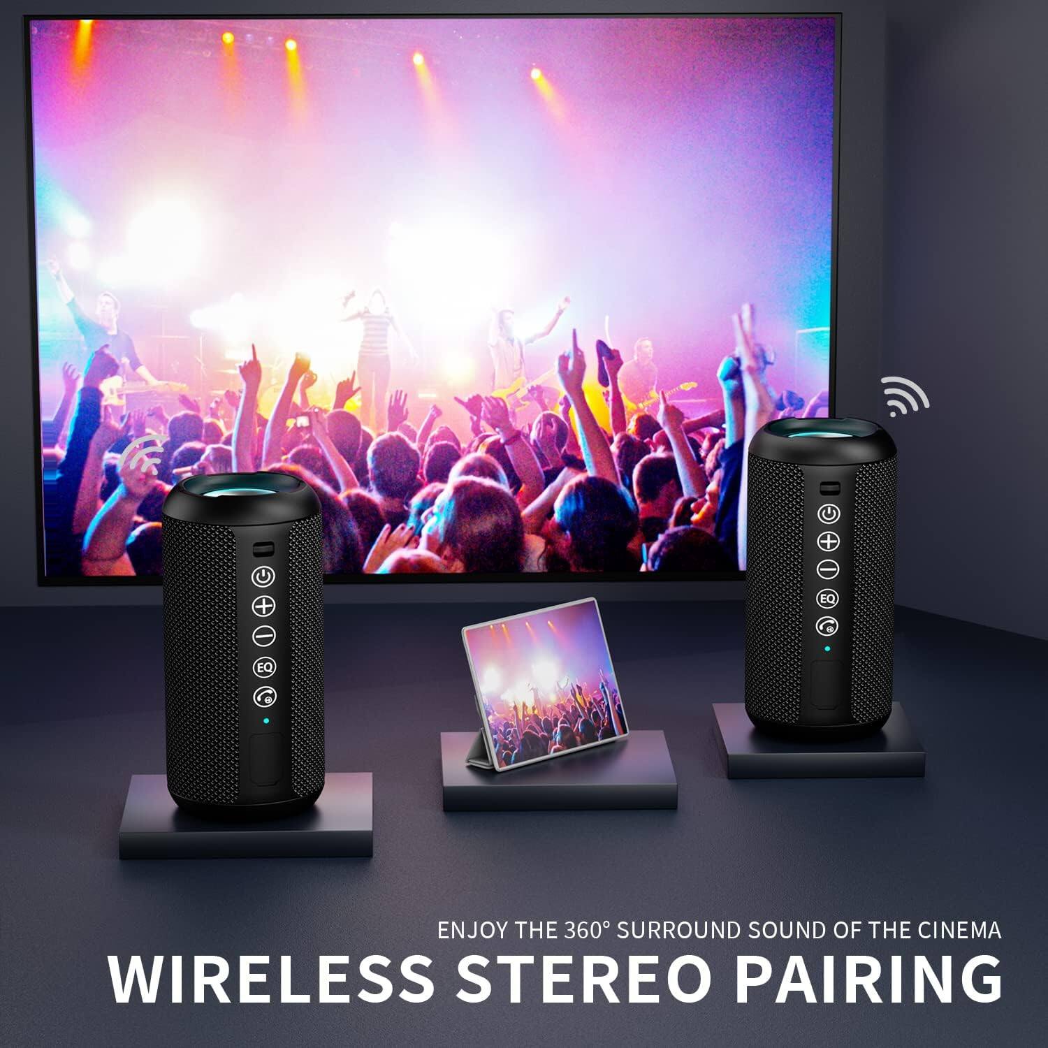 ENJOY THE 360° SURROUND SOUND OF THE CINEMA  
WIRELESS STEREO PAIRING