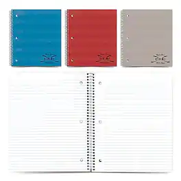 National Brand - Kolor Kraft 1-Subject Notebooks, 8.86" x 11", College Ruled, 80 Sheets, Color chosen at random - Assorted