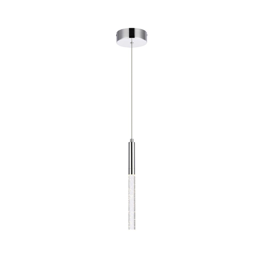 Angle. Elegant Lighting - Ruelle 1 light Chrome Pendant - Chrome.
