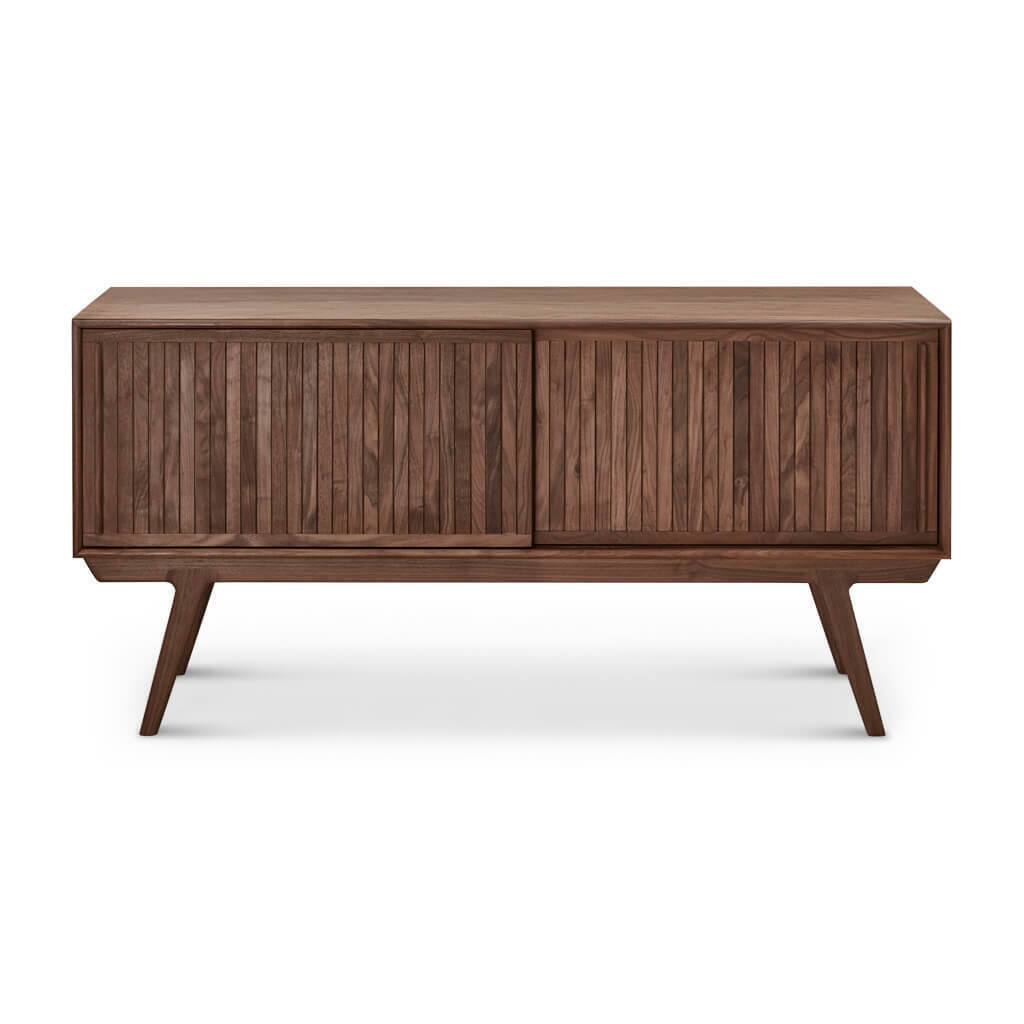 Alt View 4. Spaco - Spaco Contemporary Walnut Media Cabinet TV Stand, Sliding Doors, Lacquer Finish for Living Room - Walnut.