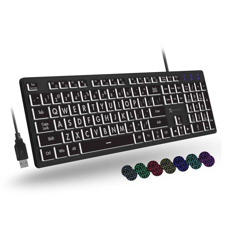 Cedar Assembly X9 Large Print Backlit Wired Light Up Computer For Pc ...