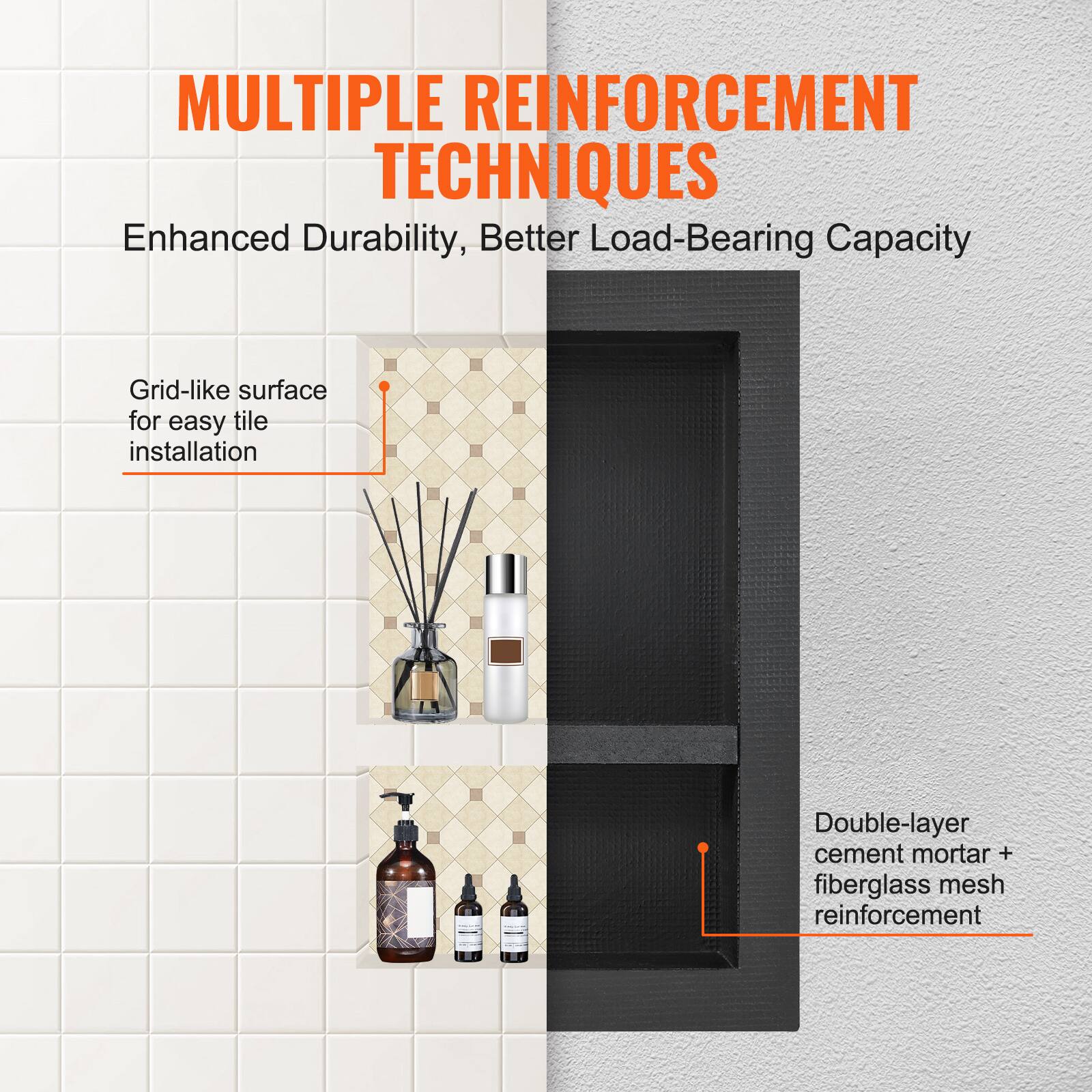 MULTIPLE REINFORCEMENT TECHNIQUES

Enhanced Durability, Better Load-Bearing Capacity

- Grid-like surface for easy tile installation
- Double-layer cement mortar + fiberglass mesh reinforcement