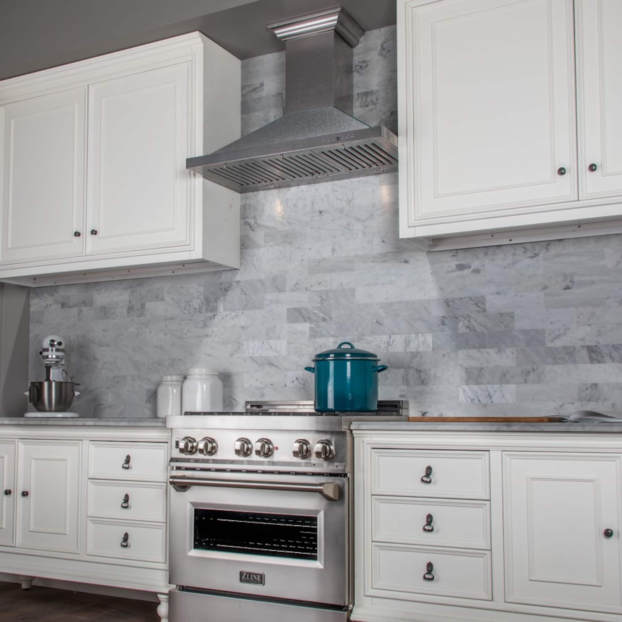 Alt View 3. ZLINE - ZLINE 36 in. Designer Series Convertible Vent Wall Mount Range Hood - Satin Stainless.