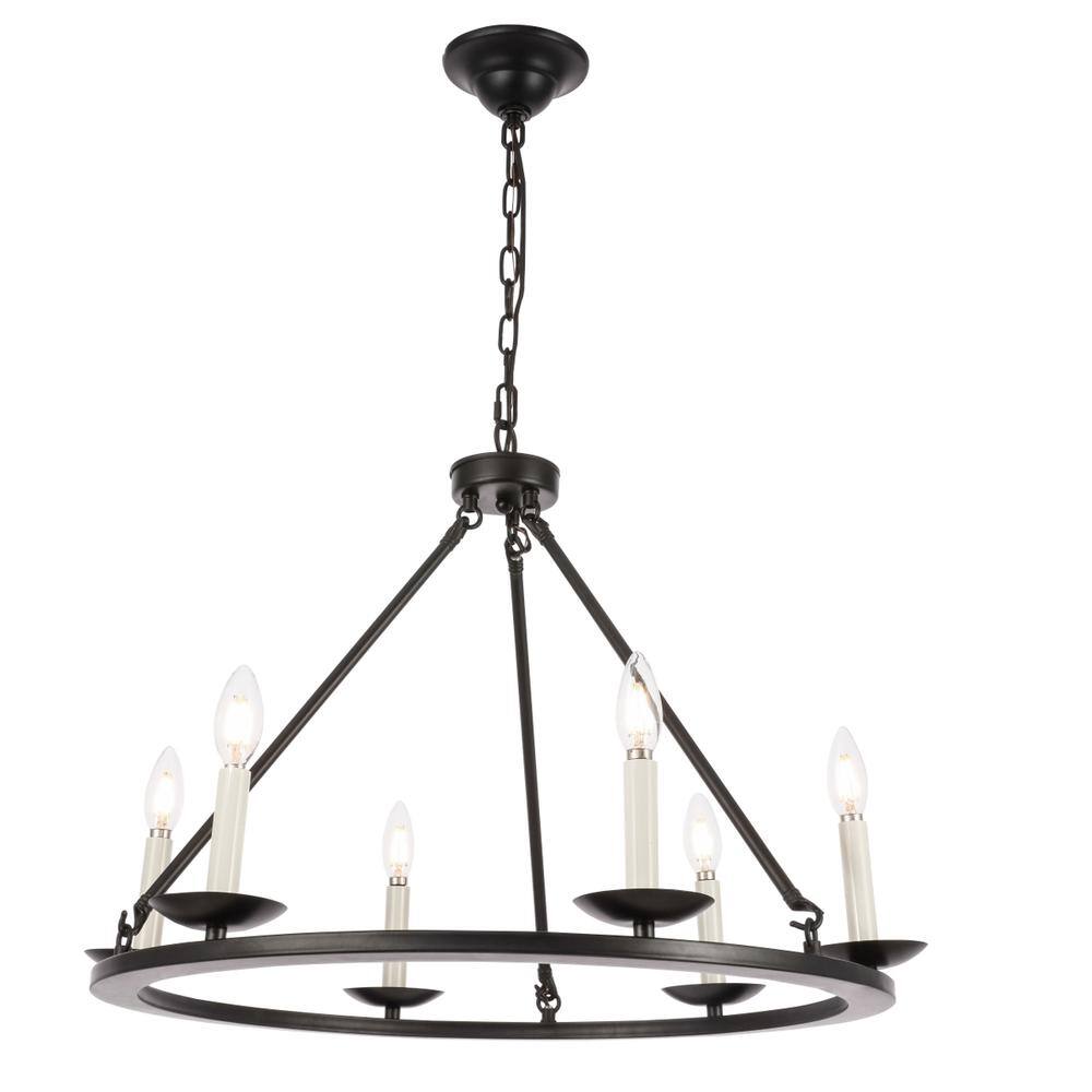 Alt View 6. Living District - Maine 6 light Black chandelier - Black.