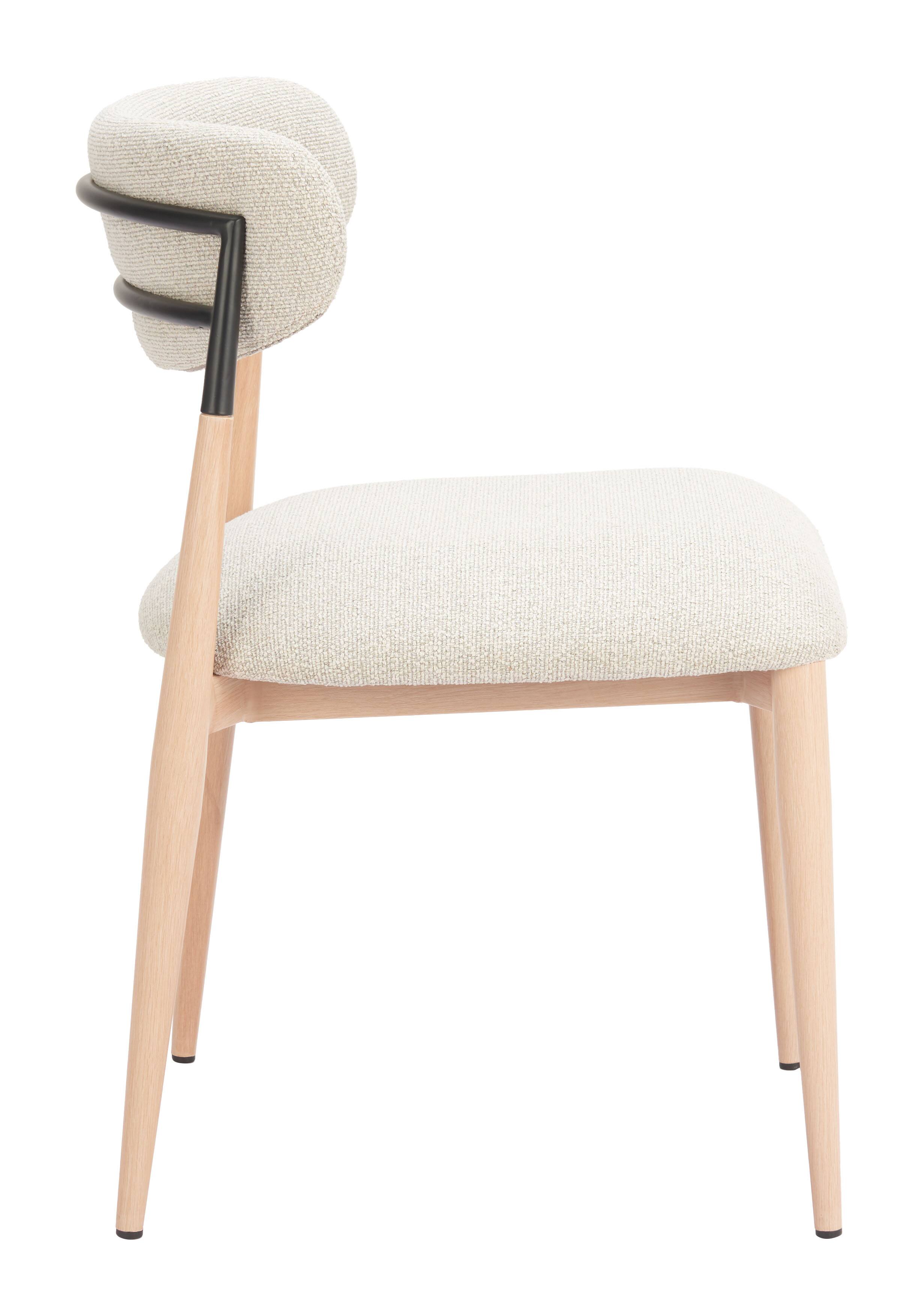 Back. Hivvago - Equinox Armless Dining Chair (Set of 2) Oyster Gray & Natural - Oyster Gray & Natural.