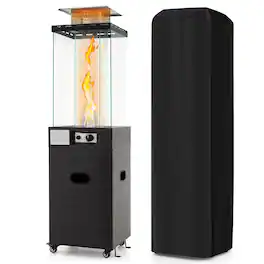Costway - Patio Heater 40,000 BTU Outdoor Propane Gas Heater with Cover and Wheels - Black
