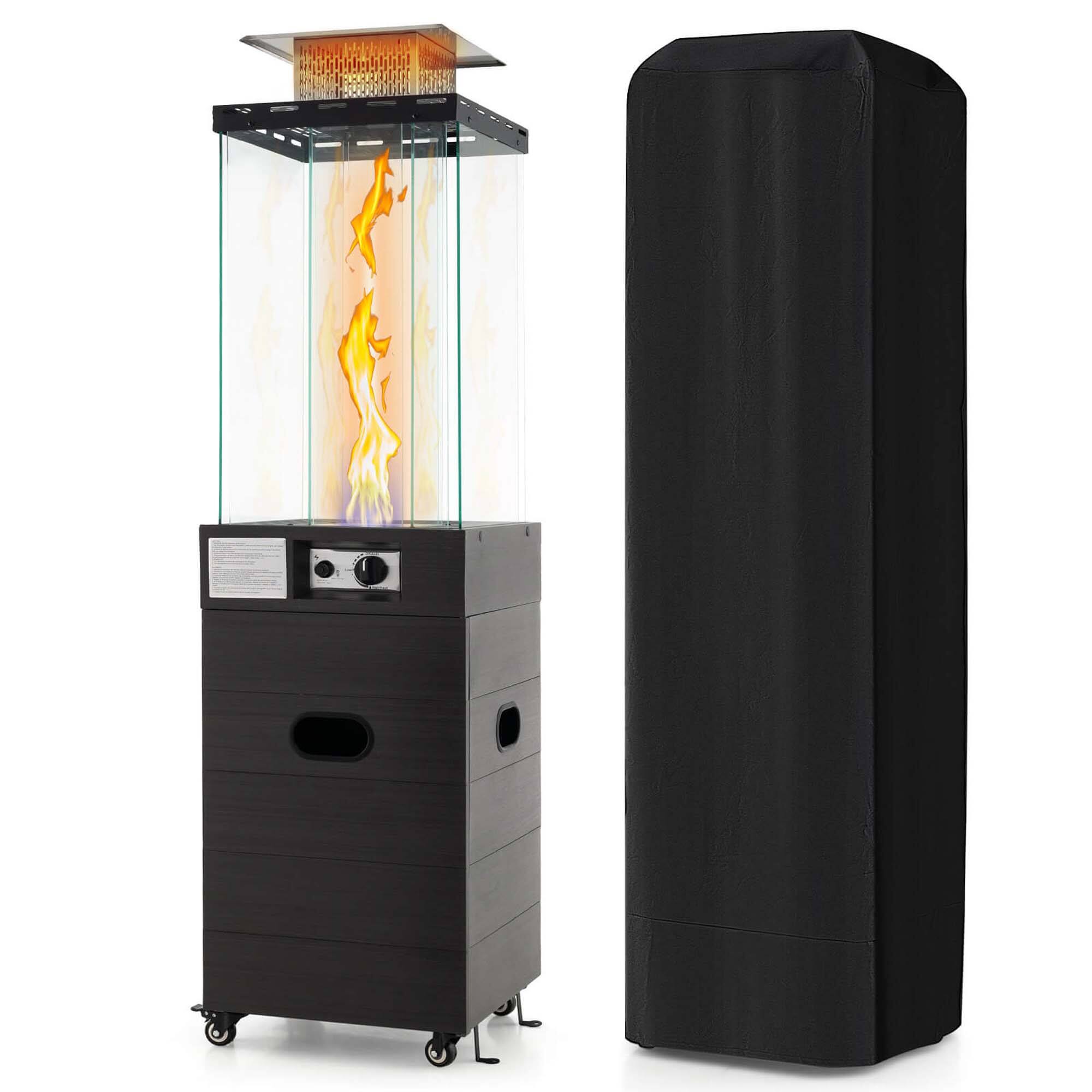 Front. Costway - Costway Patio Heater 40,000 BTU Outdoor Propane Gas Heater with Cover and Wheels - Black.