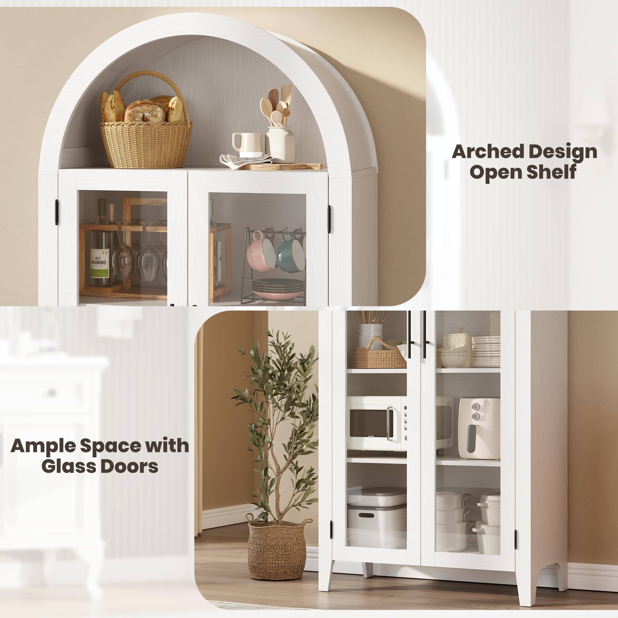 Arched Design Open Shelf

Ample Space with Glass Doors
