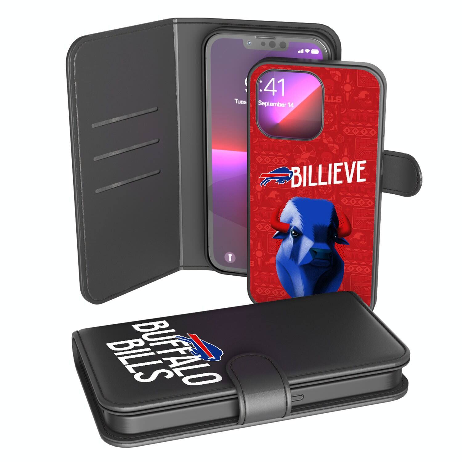 Keyscaper - NFL - Buffalo Bills iPhone Wallet Case - 13 - Black