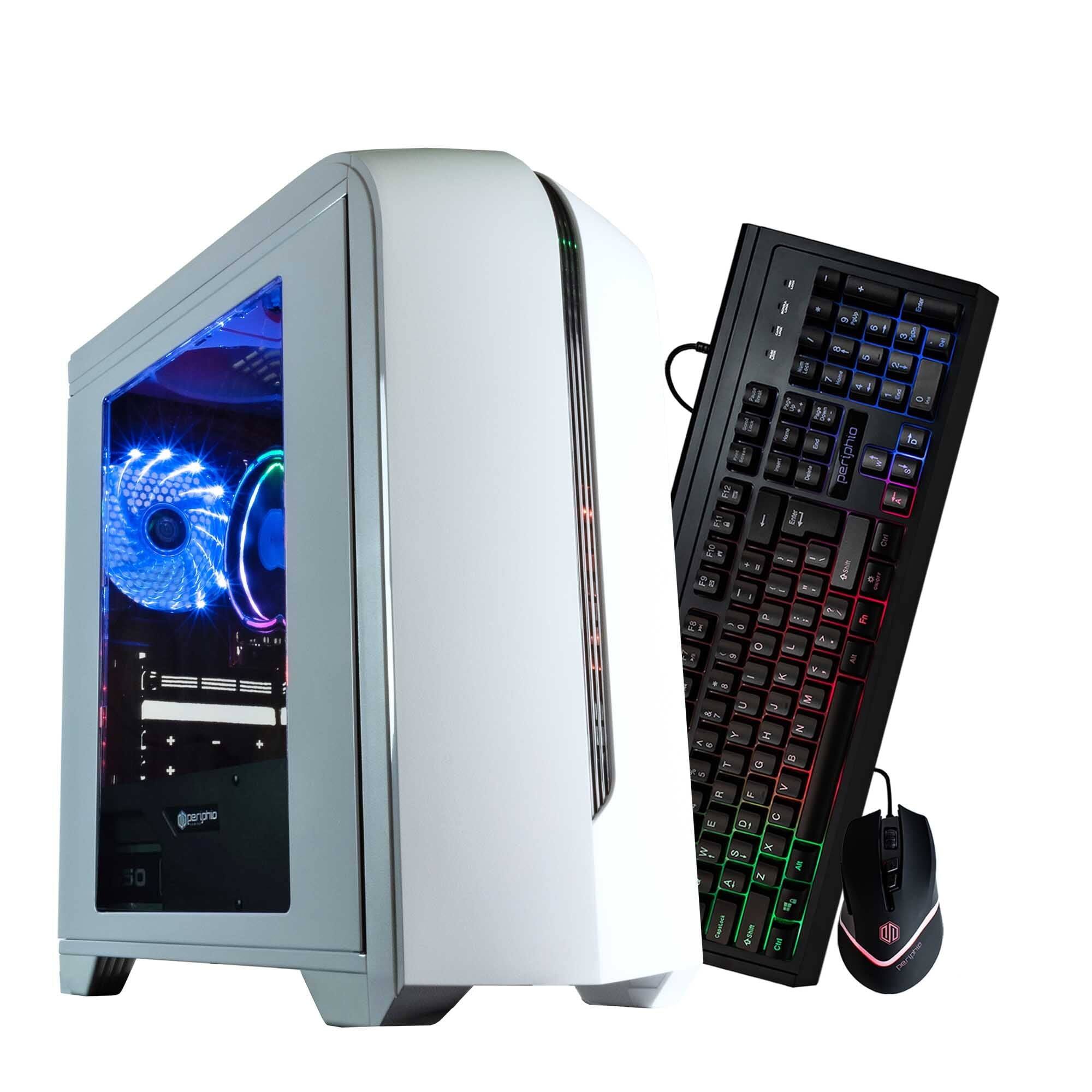 Periphio - Warp Gaming PC Bundle-AMD Ryzen 5, Radeon Vega 7 iGPU, 16GB RAM, 1TB NVMe (SSD), Win 11 Gaming with Mse+Kybd - White