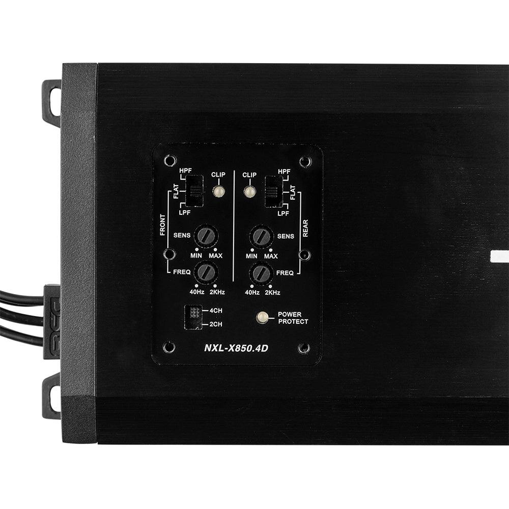 FRONT  
HPF CLIP FLAT LPF SENS MIN MAX  
REAR  
FREQ  
40Hz 2KHz  
-4CH -2CH  
POWER PROTECT  
NXL-X850.4D