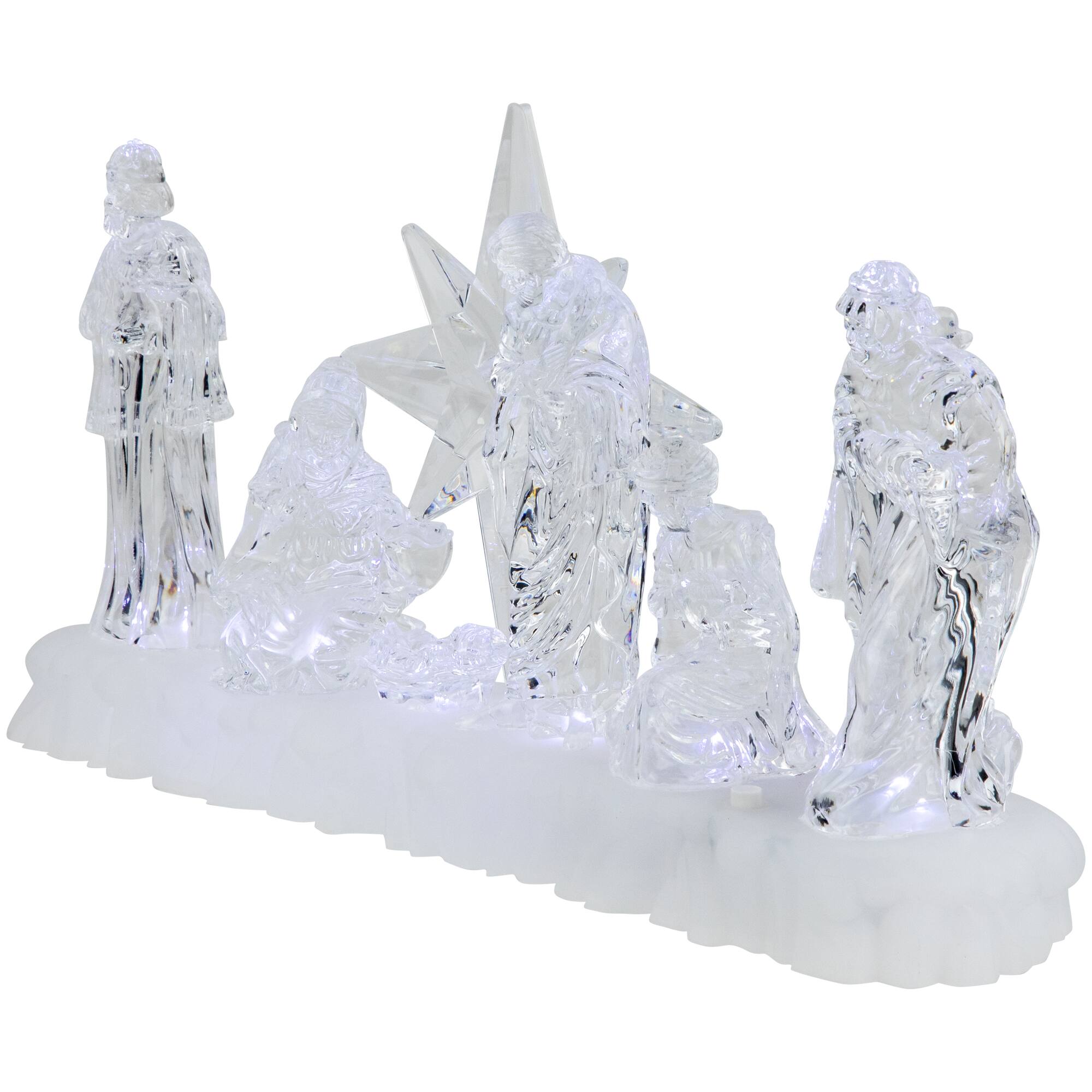 Alt View 2. Northlight - LED Lighted Nativity Scene Acrylic Christmas Decoration - 12.25" - Clear.