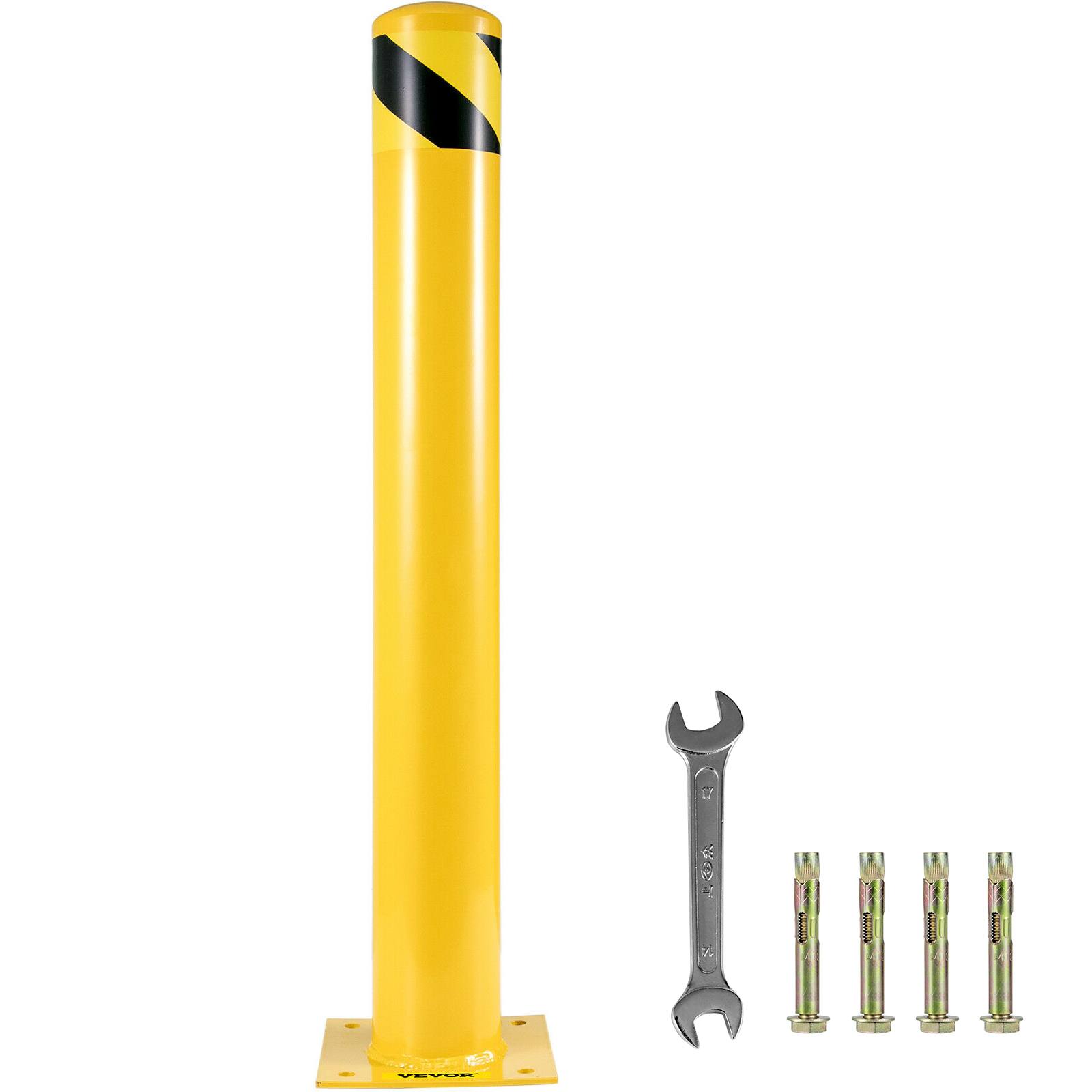 Alt View 5. VEVOR - Safety Bollard 48"x4.5" Safety Barrier Bollard 4-1/2" OD 48" Height Yellow Powder Coat Pipe Steel Safety Barrier - Yellow and Black.