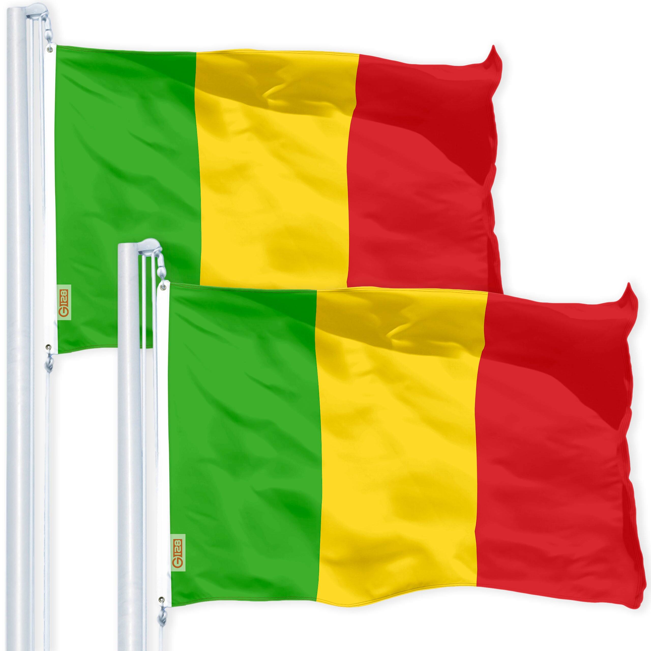 G128 2 Pack Mali Flag 3x5 ft 150D Polyester Brass Grommets Indoor ...