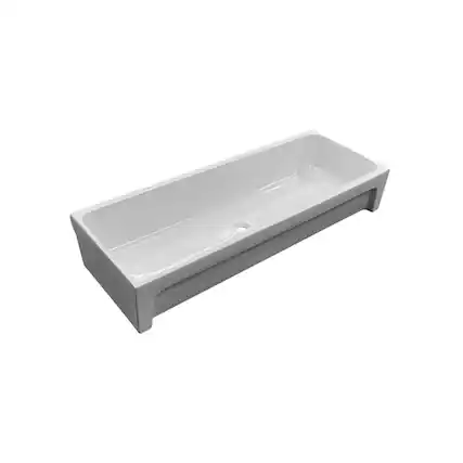 Front. Alfi - AB48TR 48" White Above Mount Fireclay Bath Trough Sink - White.