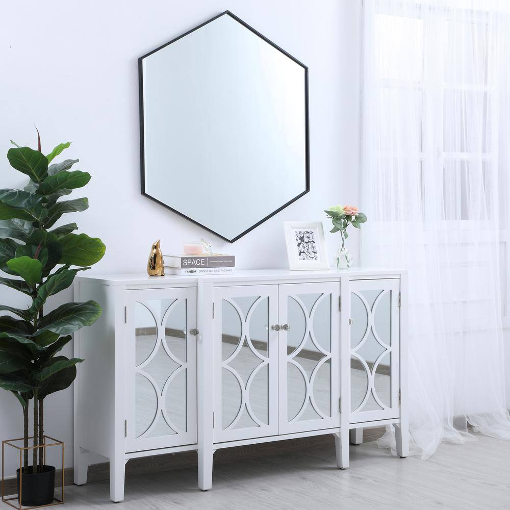 Alt View 10. Elegant Decor - Metal frame hexagon mirror 41 inch in Black - Black.