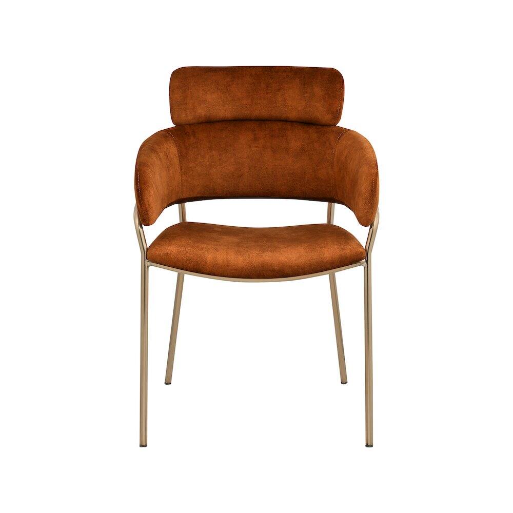 Alt View 2. Meridian Furniture - Yara Cognac Velvet Dining Chair, Set of 2 - Brown.