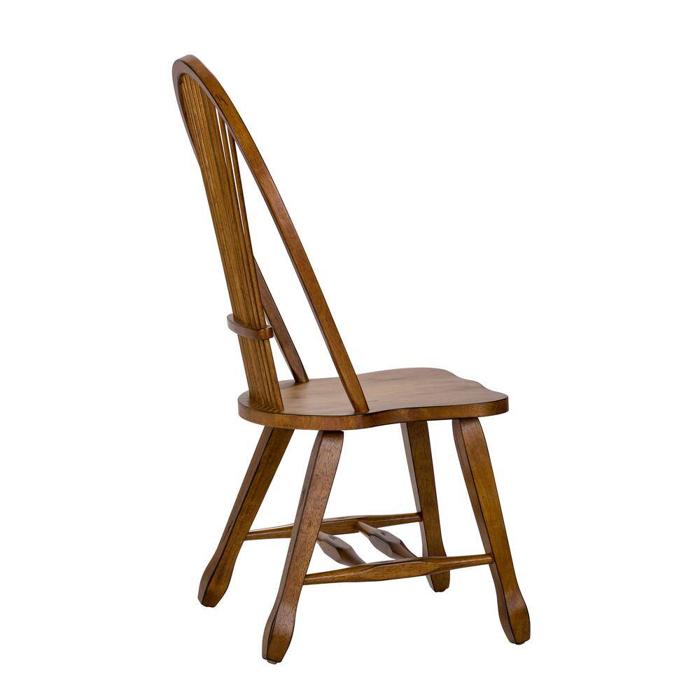 Front. Liberty Furniture Industries - Treasures Sheaf Back Side Chair - Oak in Rustic Oak - Brown.