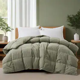Peace Nest - Luxurious Hotel Feather and Down Fiber Comforter, All Season Duvet Insert, Full/Queen - Sage Green