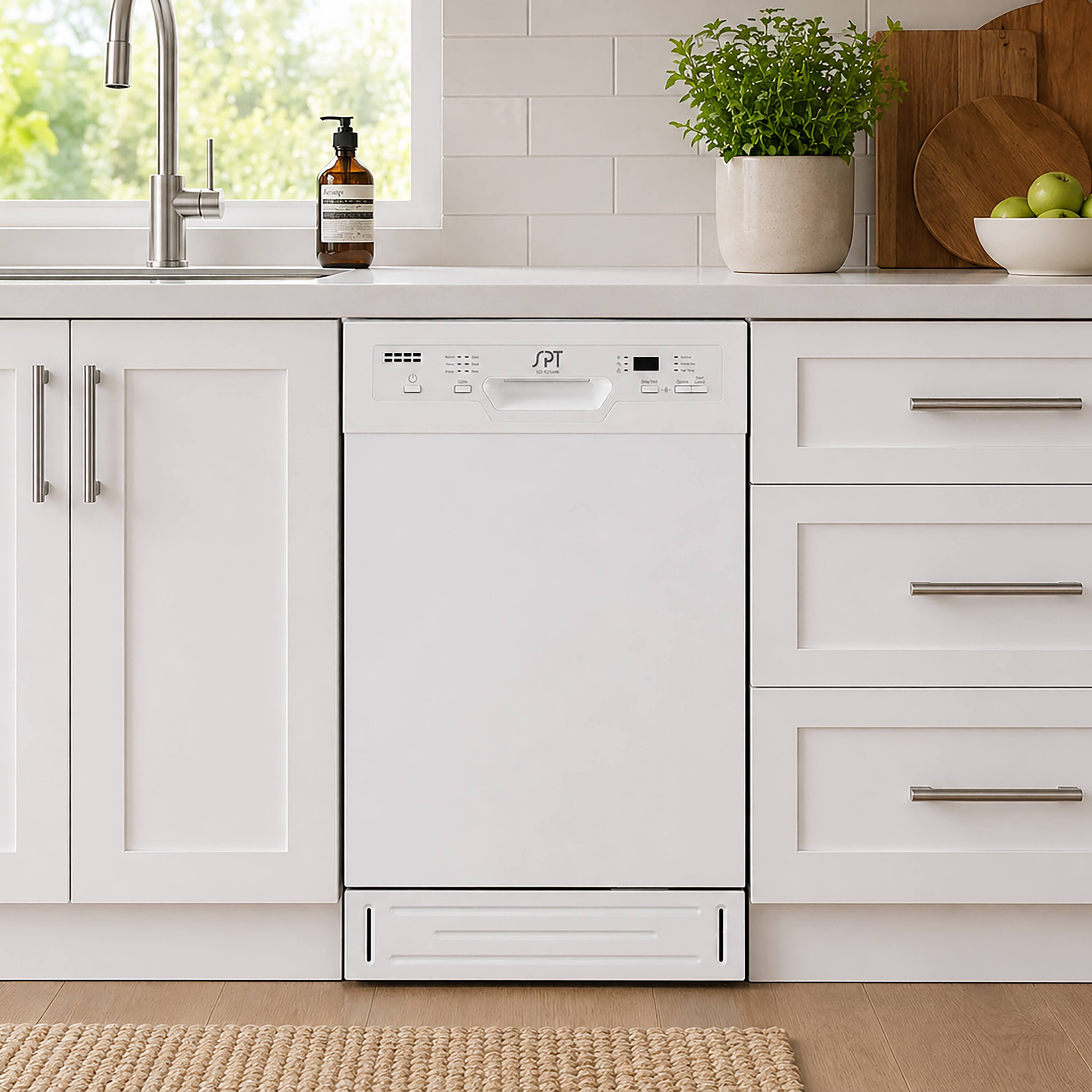 Alt View 4. SPT - 18 in. White Front Control Smart Dishwasher 120-Volt Stainless Steel Tub - White.