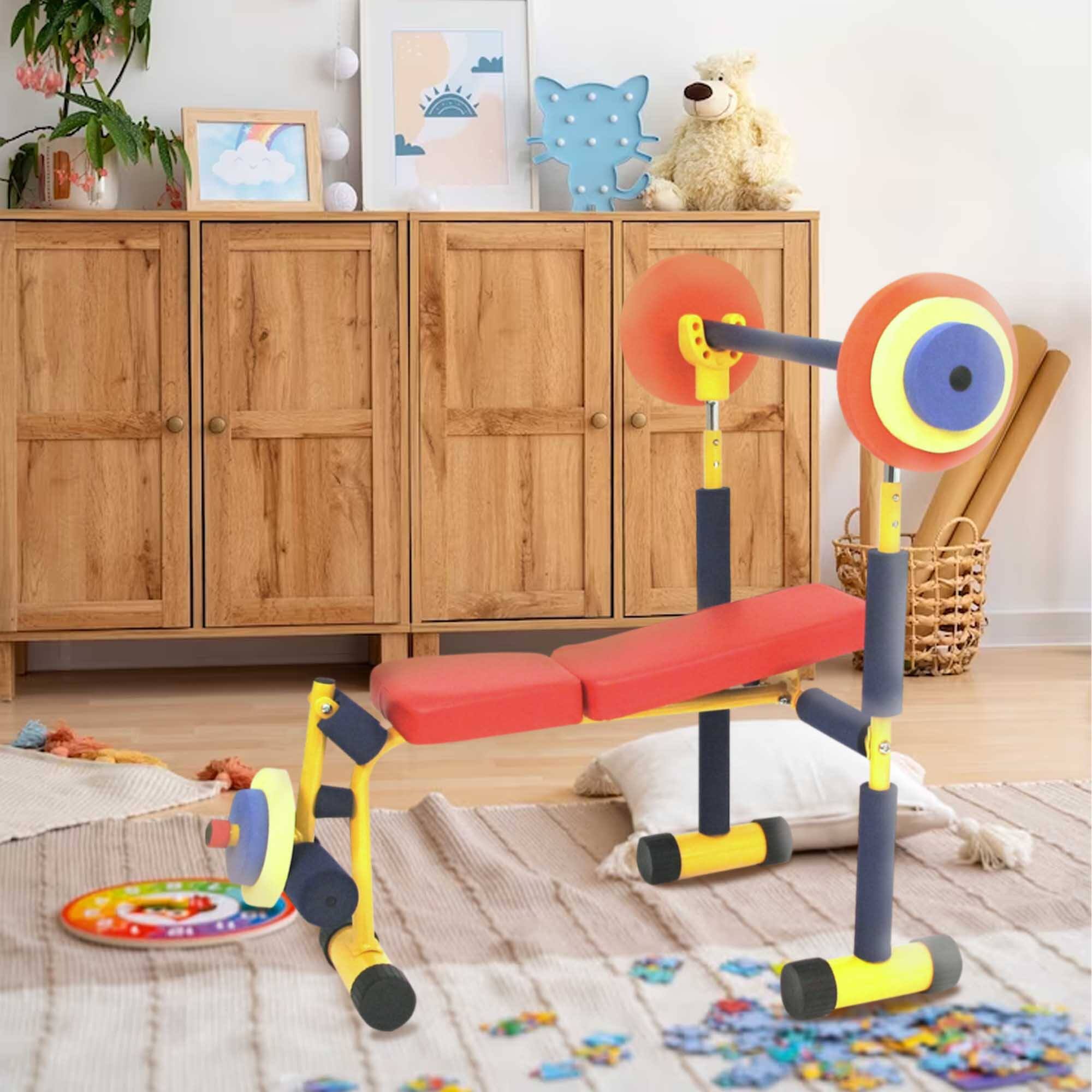 Alt View 2. Fun & Fitness For Kids - Fun & Fitness For Kids Children's Exercise Equipment Weight Lifting Bench Set - Yellow and Red.