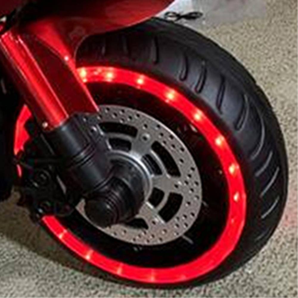 Alt View 3. BreeBe - Kids 12V Motorcycle with Training Wheels, Manual Throttle, and Lighting Wheels for Boys and Girls Ages 3-6 - Red.