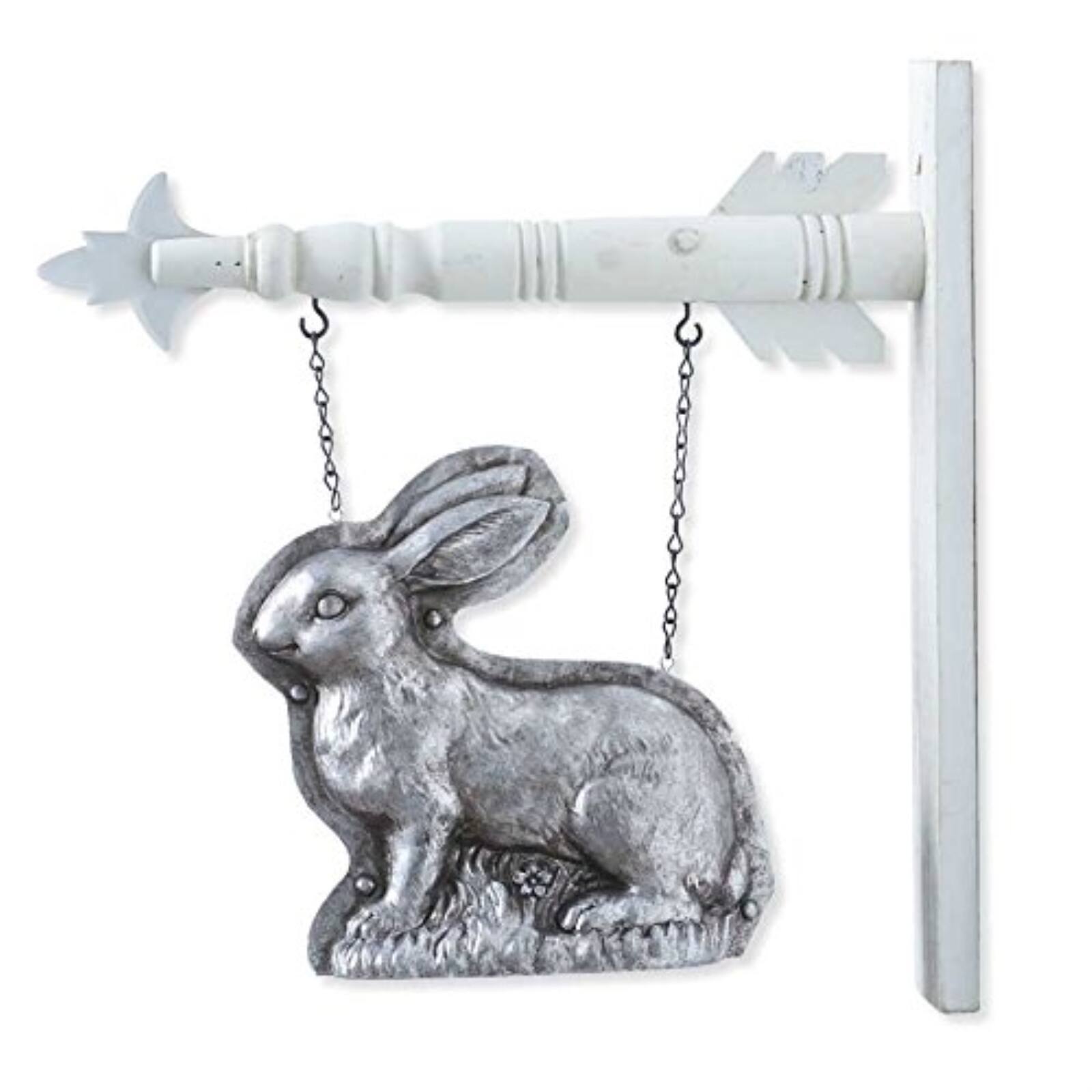 Angle. K&K Interiors - K&K Interiors Silver Resin Embossed Bunny Arrow Replacement, 4 x 9.5 x 10 - Arrow Sold Separately - Silver.