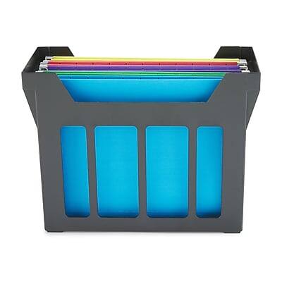 Front. Staples - Staples File Caddy with File Folders, Open Lid, Letter, Black (10613) - Black.