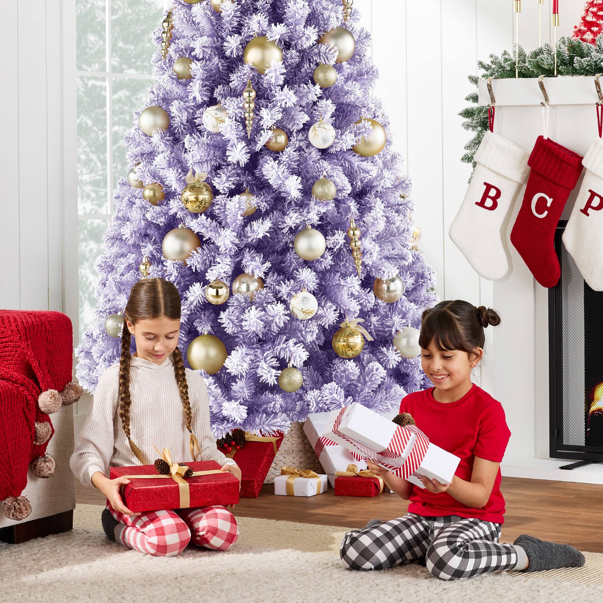 Alt View 5. Best Choice Products - Best Choice Products Artificial Flocked Christmas Tree, 6ft Premium Unlit Colorful Pine Holiday Decor w/Stand - Lavender - Lavender.