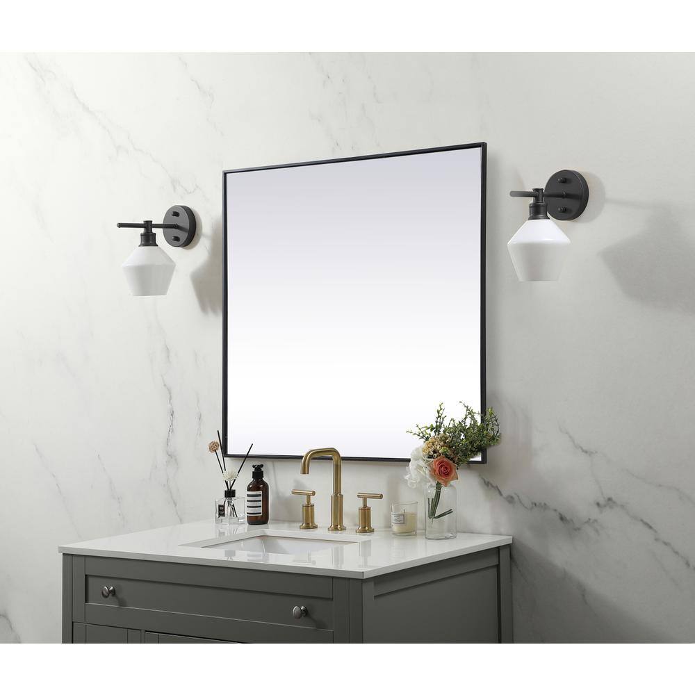 Alt View 4. Elegant Decor - Metal Frame Square Mirror 42 inch in Black - Black.
