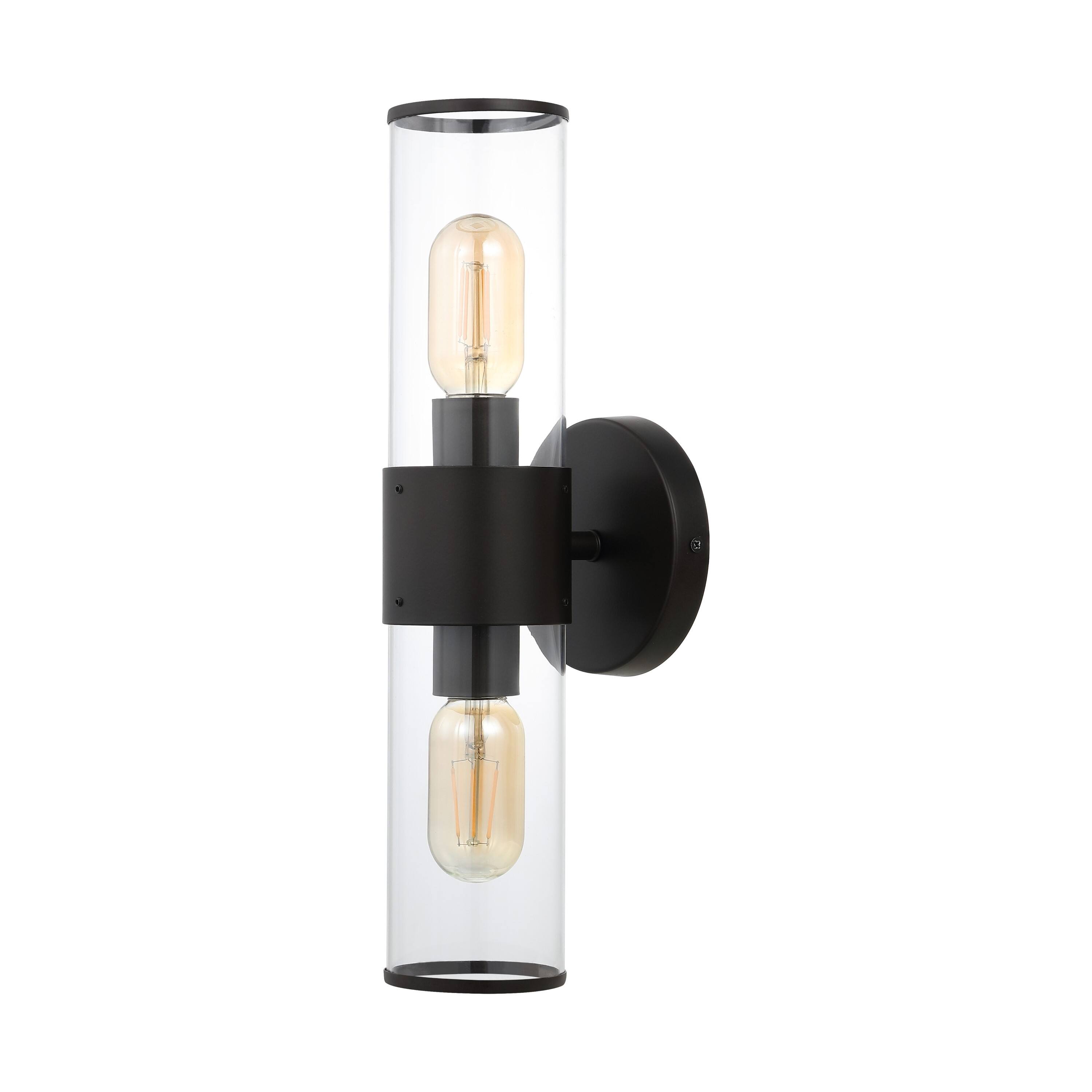 Alt View 6. Jonathan Y - Quinn 15.5" 2-Light Farmhouse Industrial Iron/Acrylic LED Sconce, Oil Rubbed Bronze/Clear - Oil Rubbed Bronze/Clear.