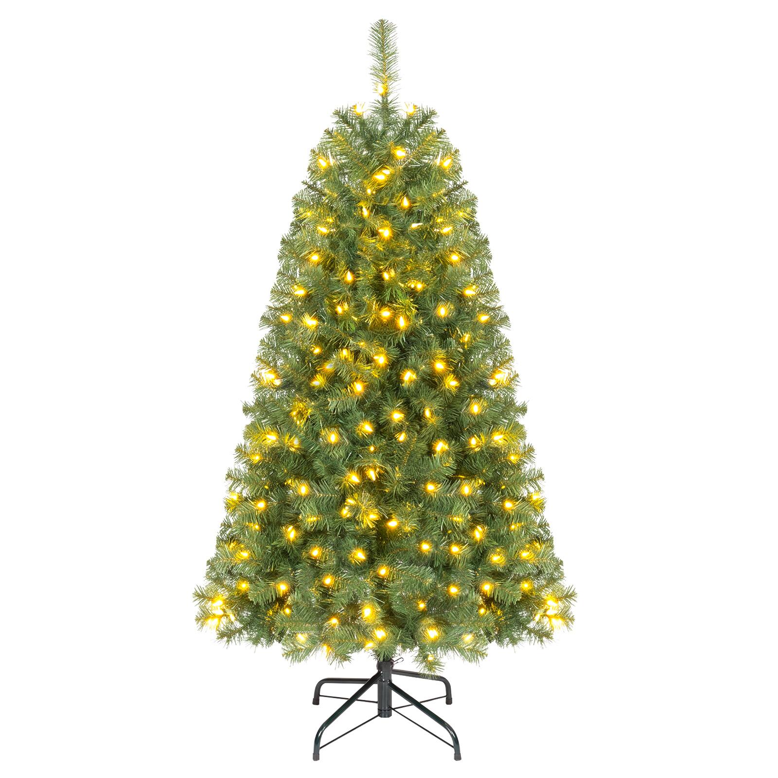Costway 4.5 ft Pre Lit Fir Christmas Tree with 398 Full Branch Tips ...