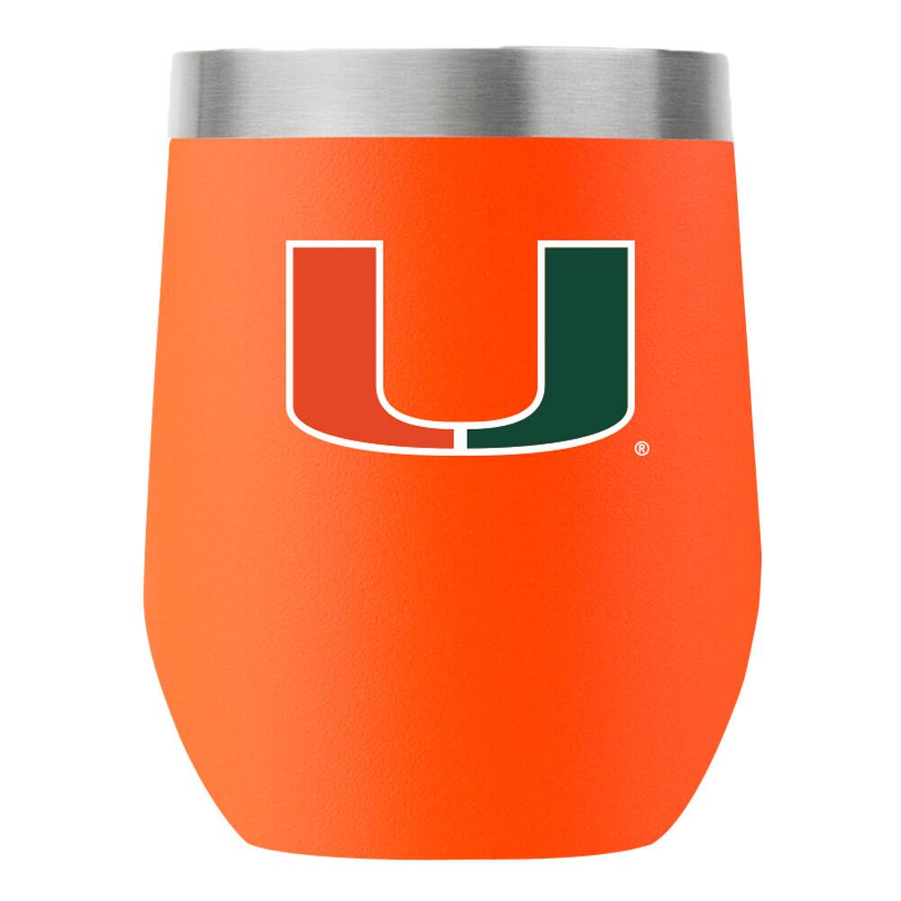 Front. Gametime Sidekicks - Miami Hurricanes 12oz. Stemless Tumbler - Multicolor.
