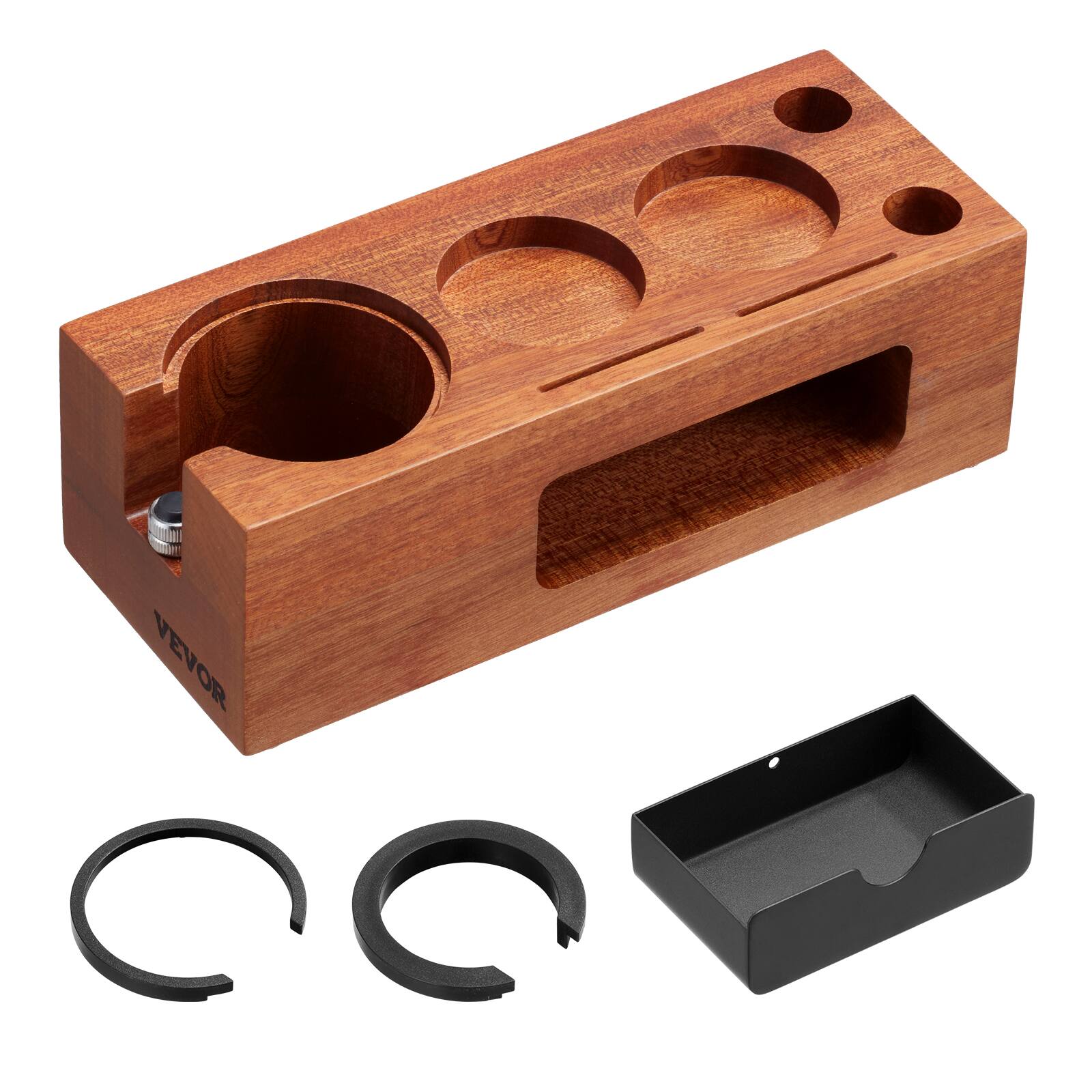 Alt View 5. VEVOR - Espresso Tamping Station, Sapele Wood, 8-in-1 Multifunctional Tamping Station with Detachable Slot, Easy to Clean - Wood.