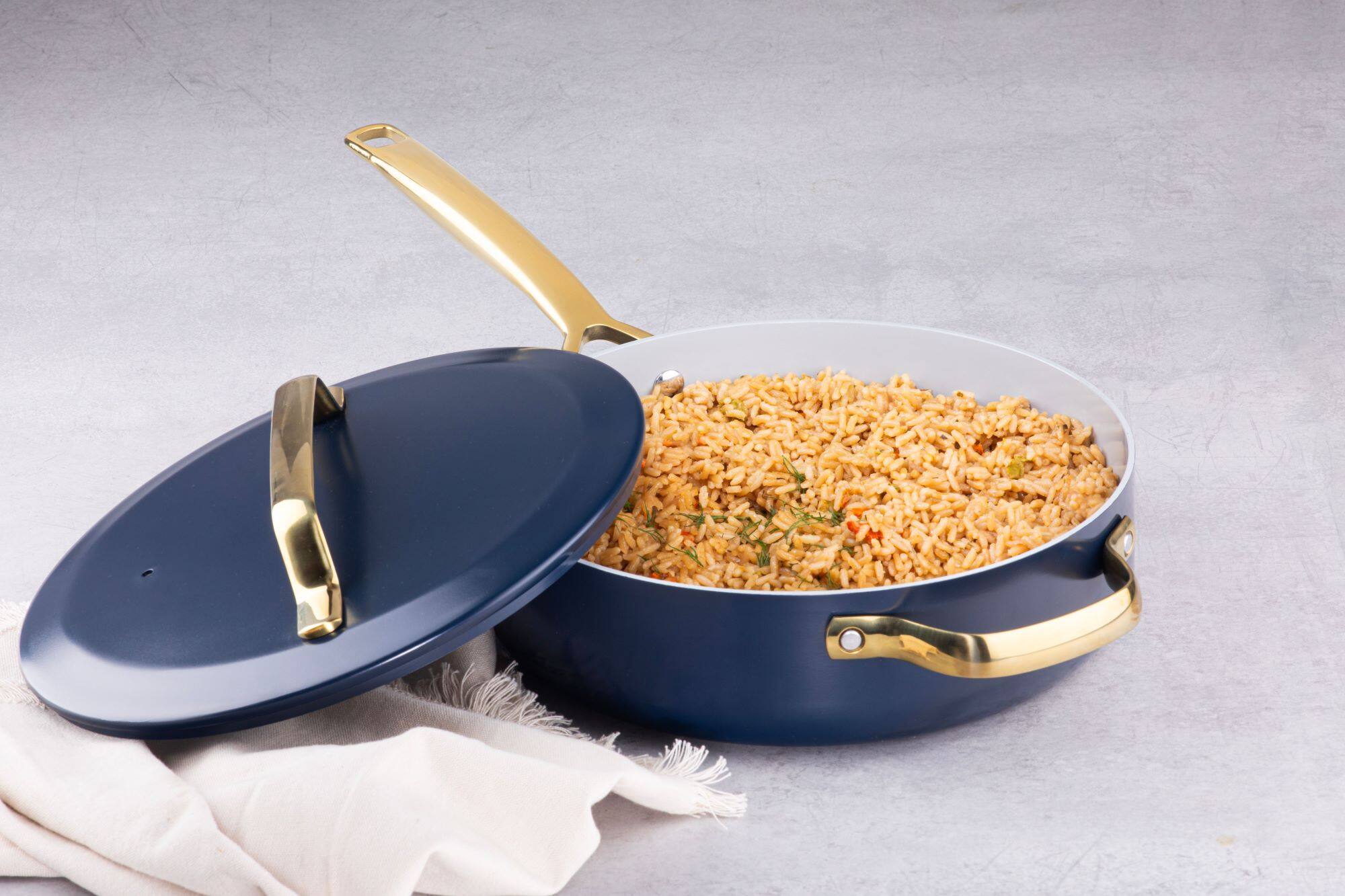 Alt View 1. Gotham Steel - Gotham Steel Modern Collection 4 Qt Navy Ceramic Nonstick Saute Pan with Lid - Navy.