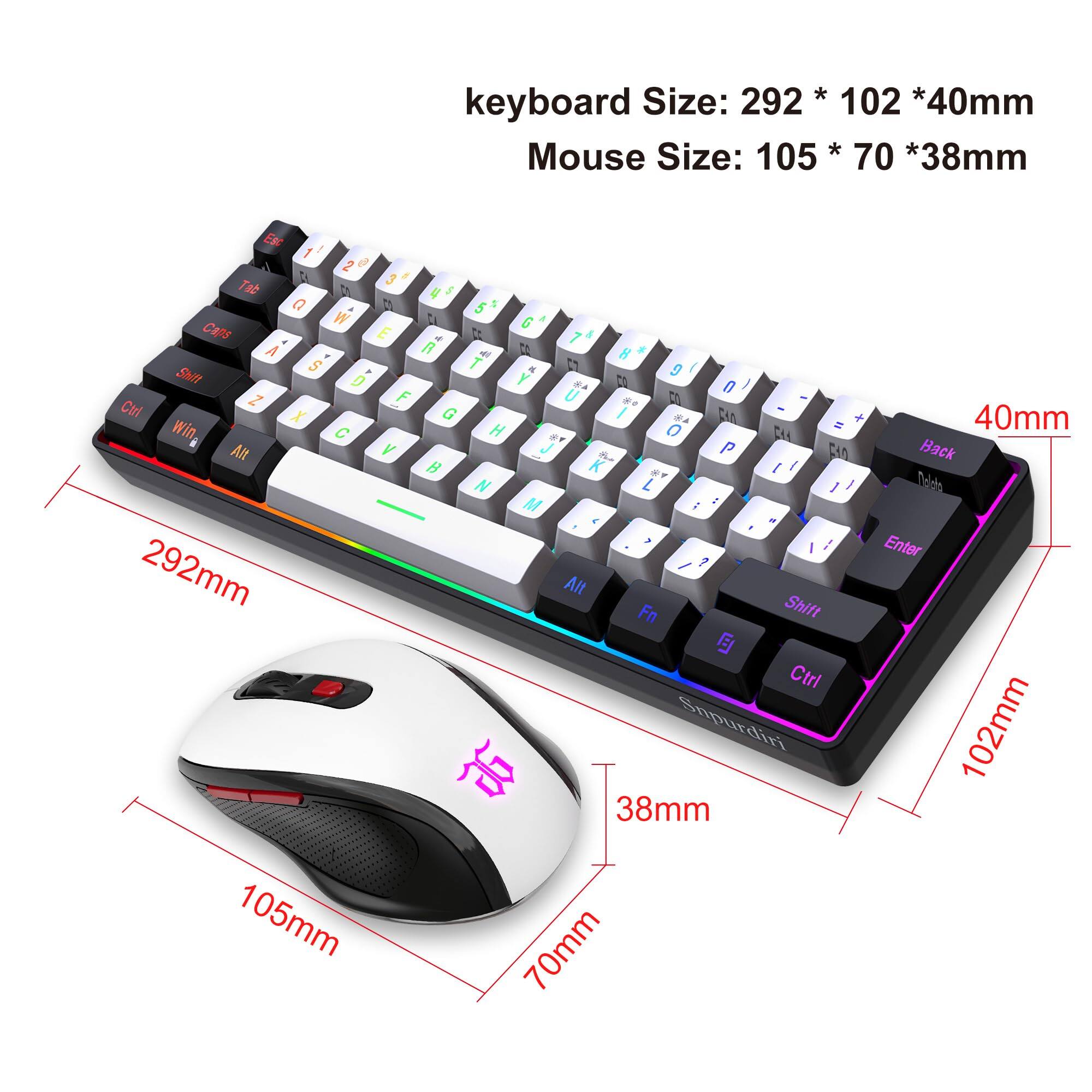 keyboard Size: 292 * 102 * 40mm  
Mouse Size: 105 * 70 * 38mm