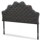 Front. Baxton Studio - Hilda Modern and Contemporary Fabric Queen Size Headboard - Dark Grey.