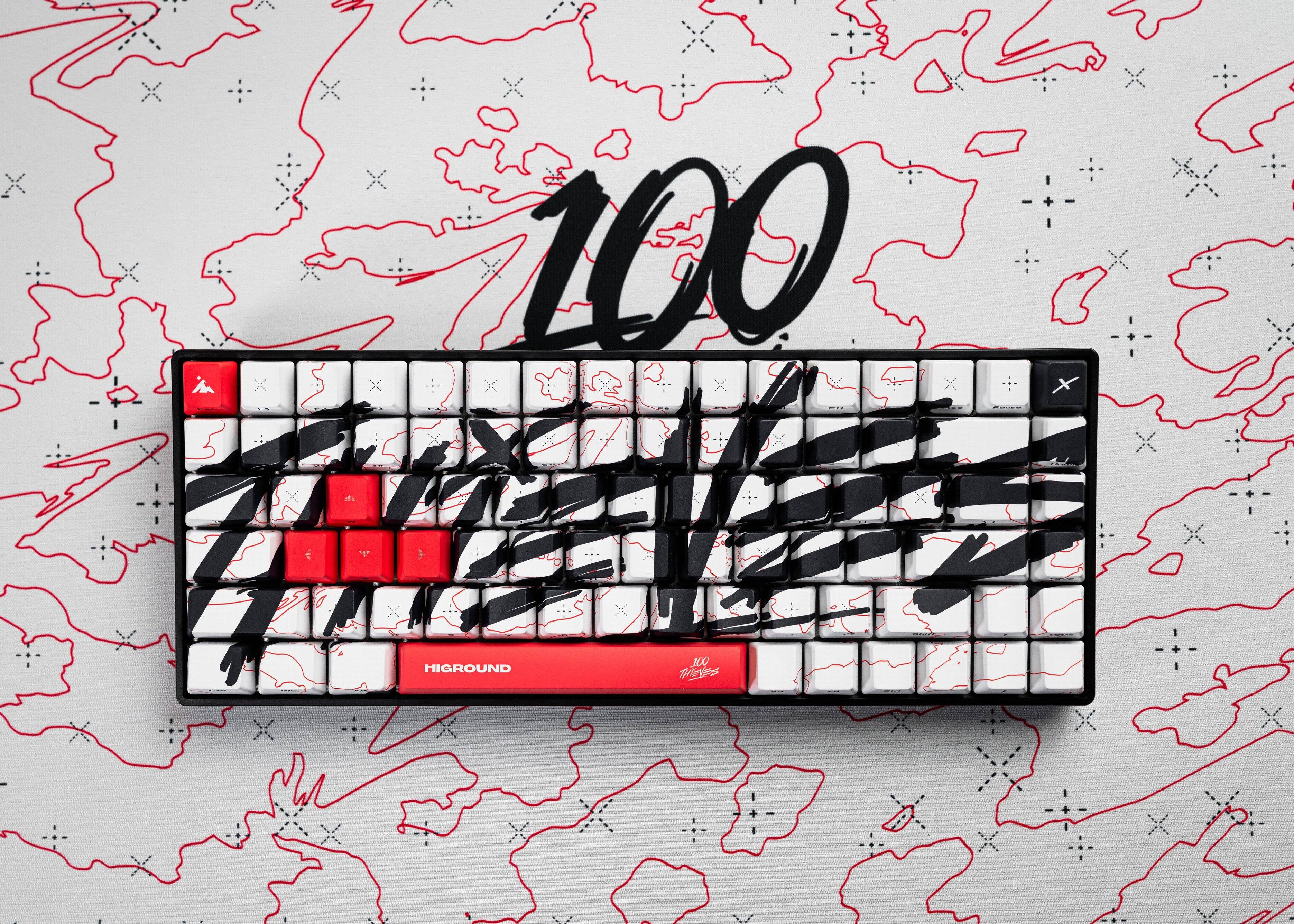 Alt View 7. Higround - Basecamp 75+ 75% Wired Mechanical Lubed TTC Milky Switch Gaming Keyboard with RGB Backlighting - 100 Thieves - Team Issue.