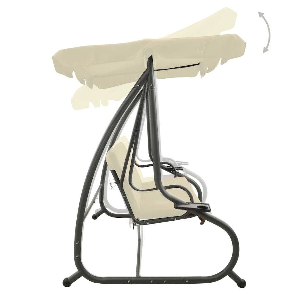Alt View 1. vidaXL - Swing Bench PVC-coated fabric, powder-coated steel Large - Sand White.