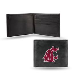 Rico Industries - Washington State Cougars Embroidered Black Leather Bi-fold Wallet - Multi